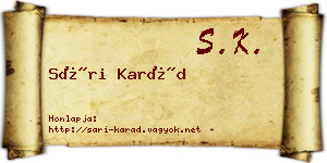 Sári Karád névjegykártya